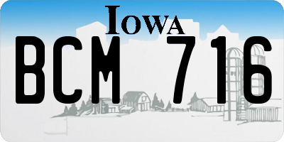 IA license plate BCM716