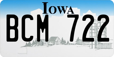 IA license plate BCM722
