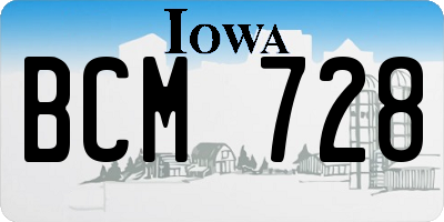 IA license plate BCM728