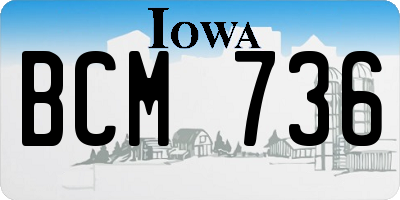 IA license plate BCM736