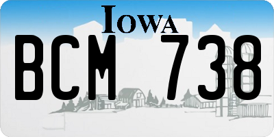 IA license plate BCM738