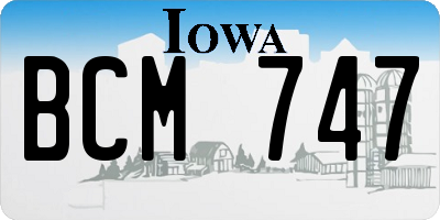 IA license plate BCM747