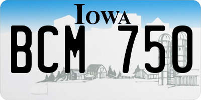 IA license plate BCM750