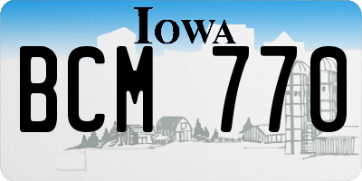 IA license plate BCM770