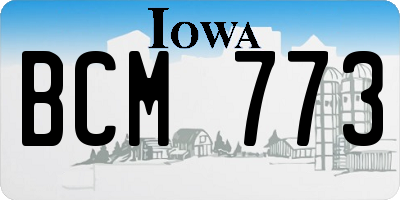 IA license plate BCM773