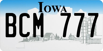 IA license plate BCM777