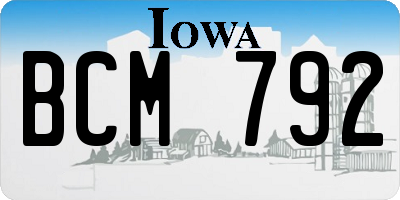 IA license plate BCM792