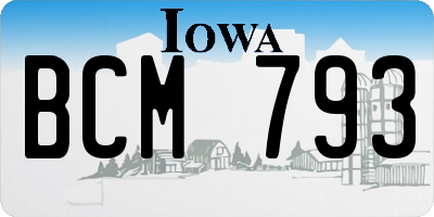 IA license plate BCM793