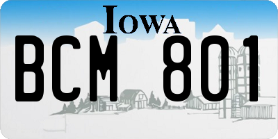 IA license plate BCM801