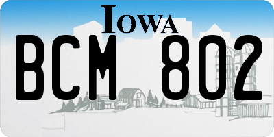 IA license plate BCM802