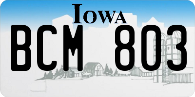 IA license plate BCM803