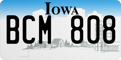 IA license plate BCM808