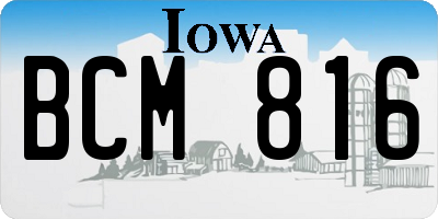 IA license plate BCM816