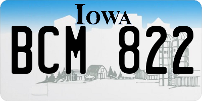 IA license plate BCM822