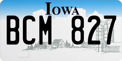 IA license plate BCM827