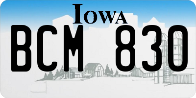 IA license plate BCM830