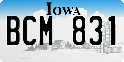 IA license plate BCM831