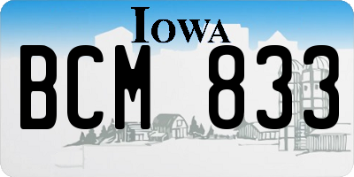 IA license plate BCM833