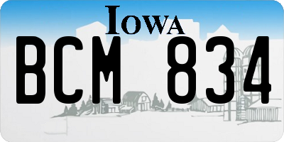IA license plate BCM834