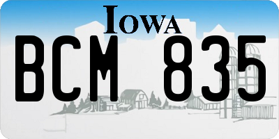 IA license plate BCM835