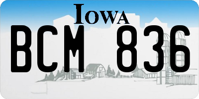 IA license plate BCM836