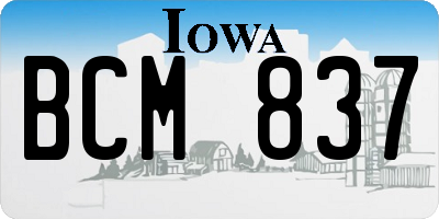 IA license plate BCM837