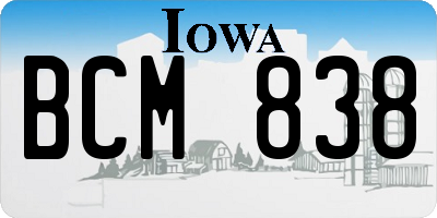 IA license plate BCM838