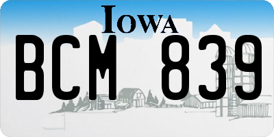 IA license plate BCM839