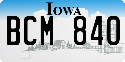 IA license plate BCM840