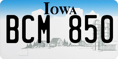 IA license plate BCM850