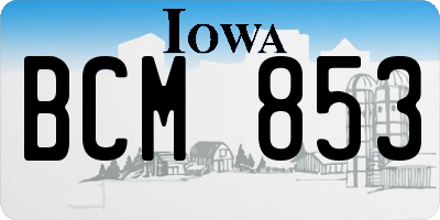 IA license plate BCM853