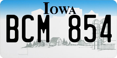 IA license plate BCM854