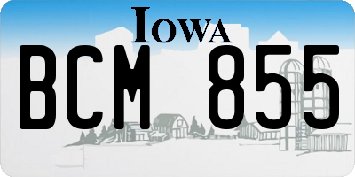 IA license plate BCM855