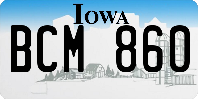 IA license plate BCM860