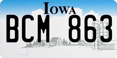 IA license plate BCM863