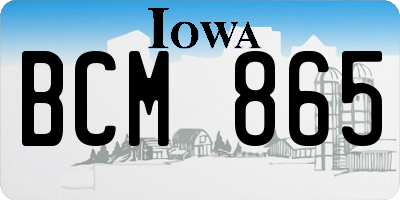 IA license plate BCM865