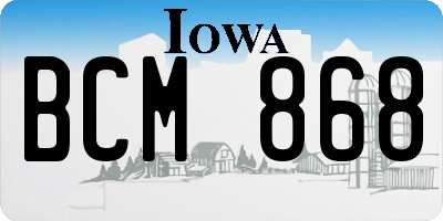 IA license plate BCM868