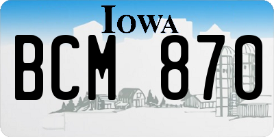 IA license plate BCM870