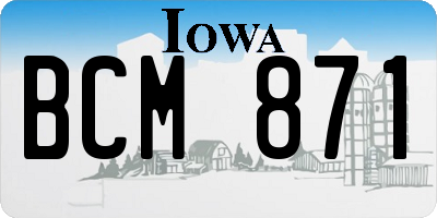 IA license plate BCM871