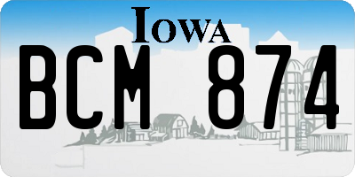 IA license plate BCM874