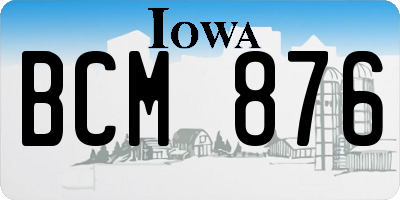 IA license plate BCM876