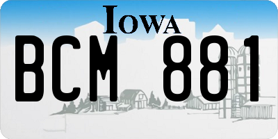 IA license plate BCM881
