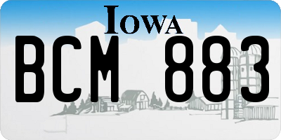 IA license plate BCM883