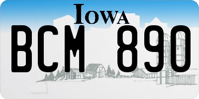 IA license plate BCM890