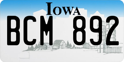 IA license plate BCM892