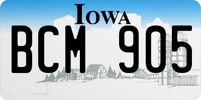 IA license plate BCM905