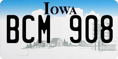 IA license plate BCM908
