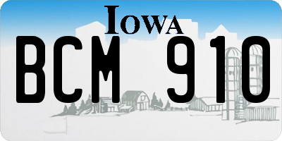 IA license plate BCM910