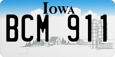 IA license plate BCM911
