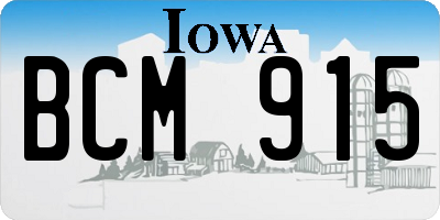 IA license plate BCM915